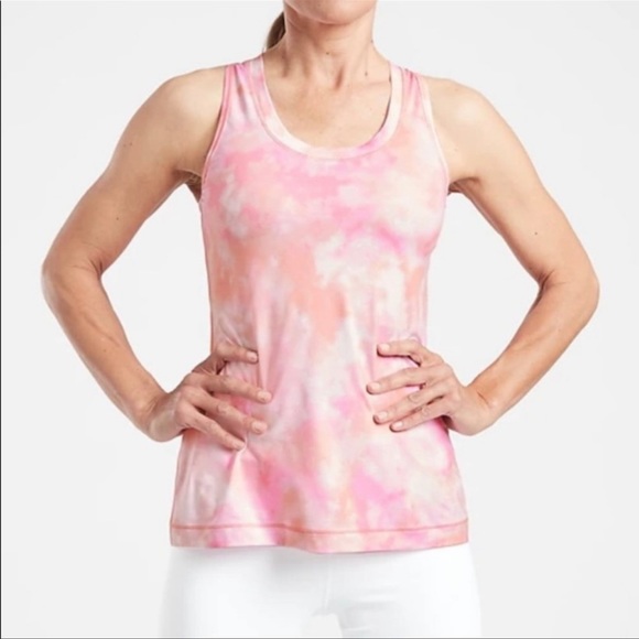 Athleta Tops - Athleta Nitro Fitted Athletic Workout Tank Top Pink Tie Dye Size Medium